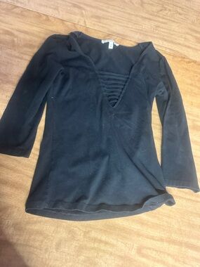 Express Women's Black Top with Branded Neck Tag